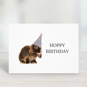 Cute Bunny Birthday Card, Printable Birthday Card Funny, Birthday Card Boyfriend, Lop Rabbit, Hoppy Birthday, Digital Download, Bunny Lover