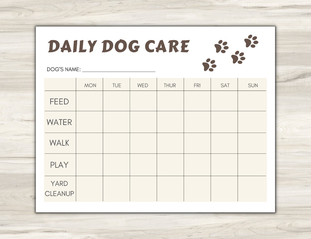 Dog chore chart for kids pet planner pet chore chart puppy etsy australia