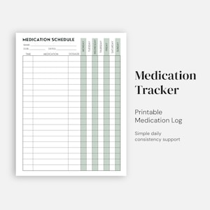 Afdrukbare dagelijkse medicatietracker: eenvoudig pillen- en doseringslogboek voor zachte ondersteuning van de gezondheid