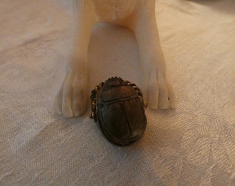 Massive Handcarved Stone Scarab With Hieroglyphs Vesatile Ring / Pendant