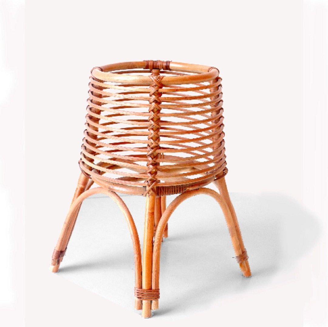 Set of 2 Rattan Plant Stand Natural Planter Brown Tree Etsy