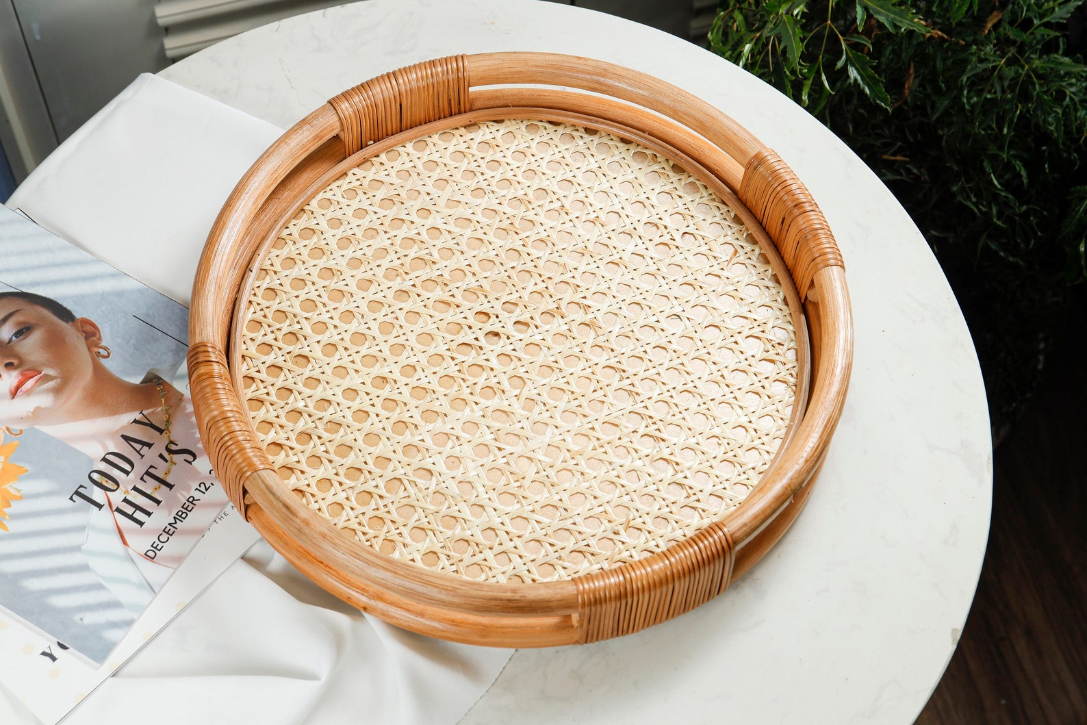 Rattan Tray Round Coffee Table Serving Tray Handwoven Basket Etsy