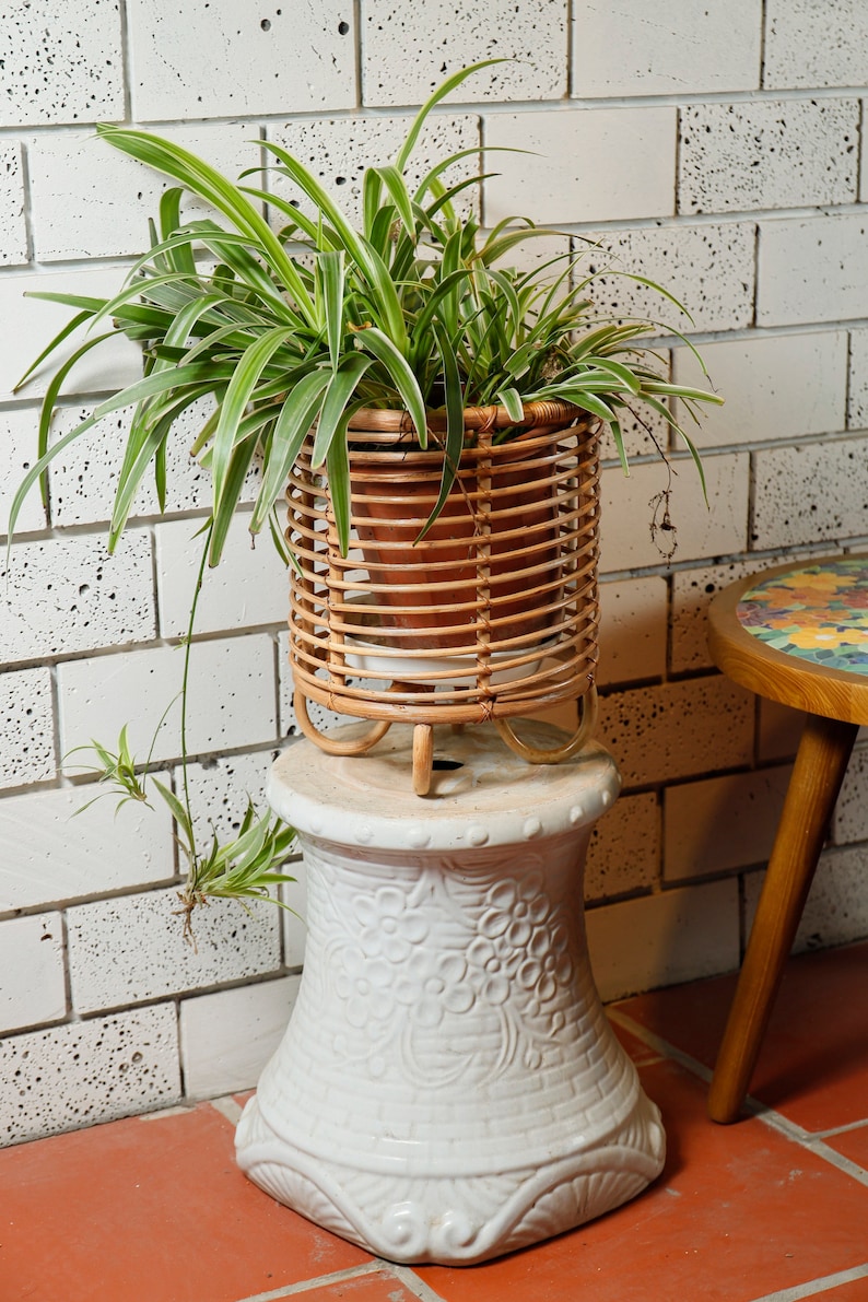 Rattan Plant Stand Natural Planter Brown Tree Planter Stand Etsy