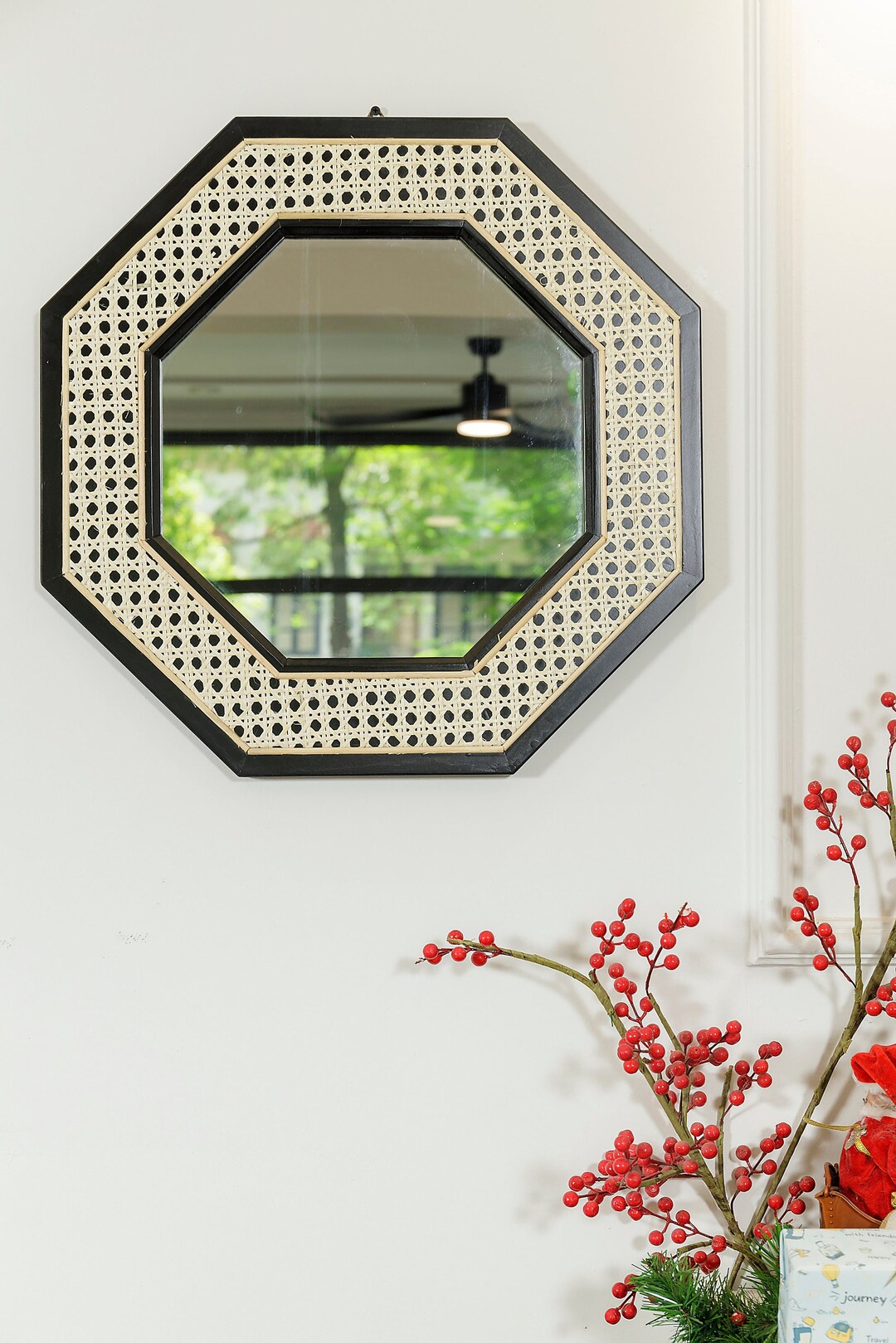 Rattan Wicker Mirror Boho Decor Round Framed Decorative Mirror Etsy