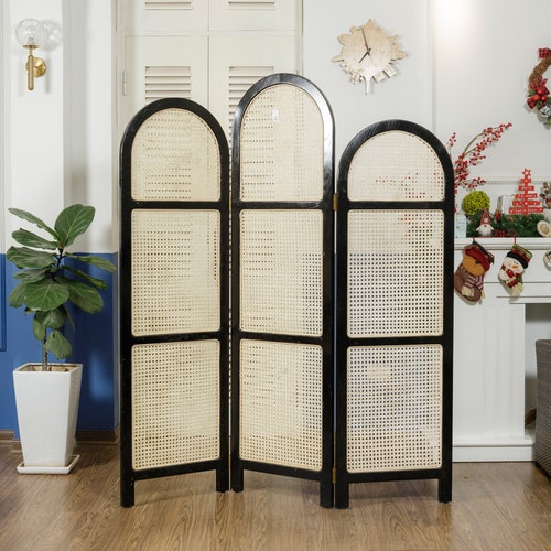 Rattan Cane bing Divider Folding Screen Room Divider Etsy