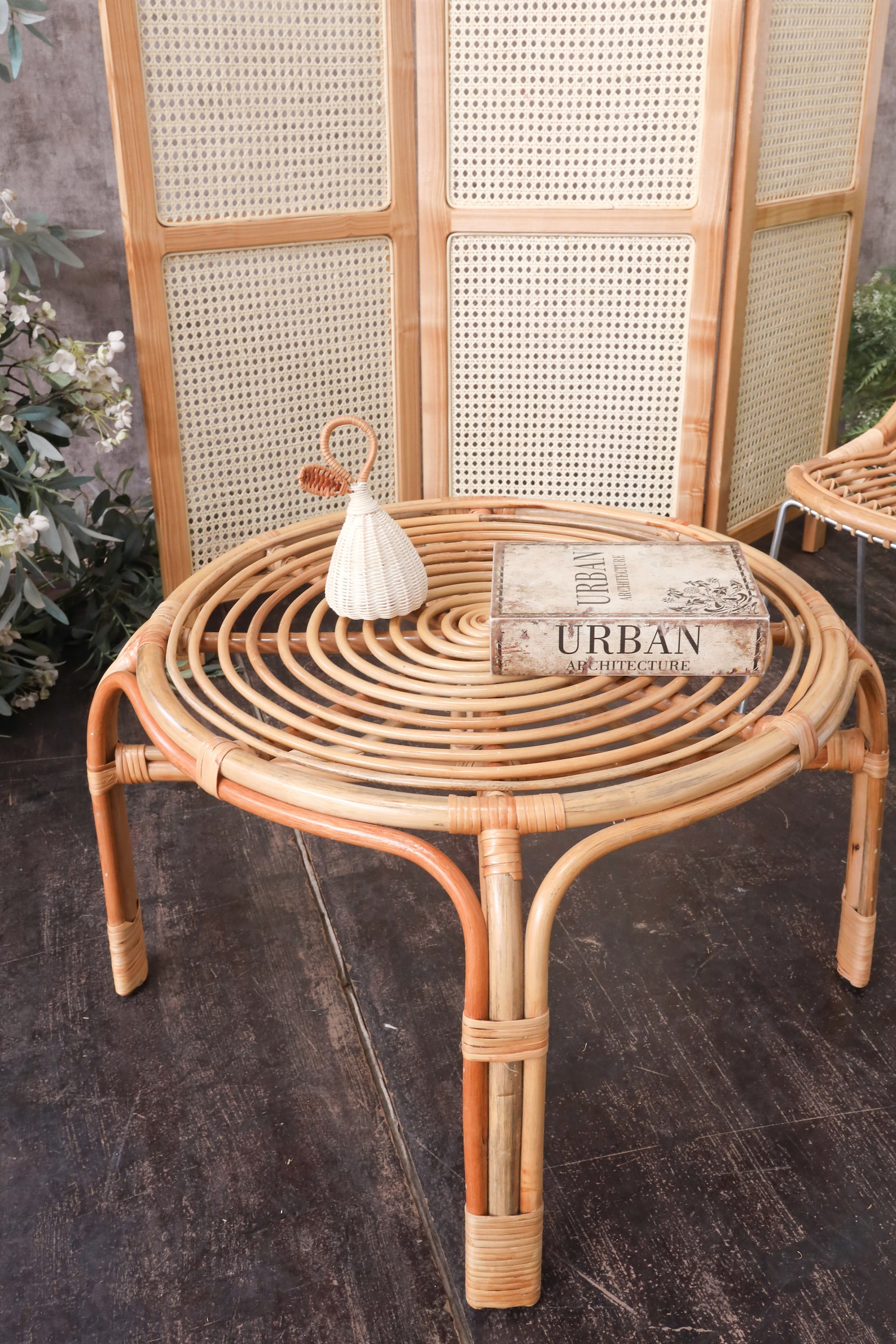 Round Rattan Table Coffee Wicker Table Round Coffee Table Etsy