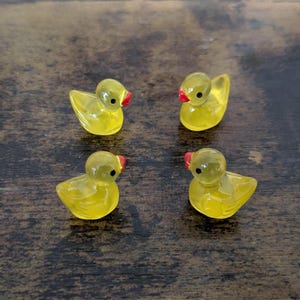 Mini Magnets - Glow Yellow Ducks | Set of 4 | Baby Duckling Magnets | Rubber Ducky Magnets | Small Decorative Magnets for Fridge | Gift Idea