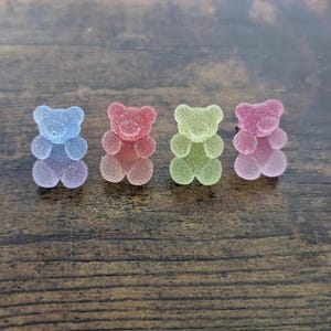 Colorful Gummy Bear Inspired Stud Earrings | Textured Dainty Small Earrings | Fun Candy Theme Earrings | Two Tone Animal Studs
