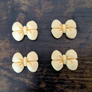 Mini Magnets - Ribbon Bows | Set of 4 | Pastel Light Yellow Magnets | Solid Color Small Decorative Magnets for Fridge | Cute Gift Idea