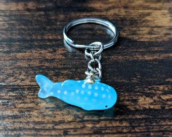 Blue Whale Shark Keychain | Little Whale Keychain | Ocean Animal Keychain | Whale Zipper Pull | Funny Animal Keyring | Marine Key Fob