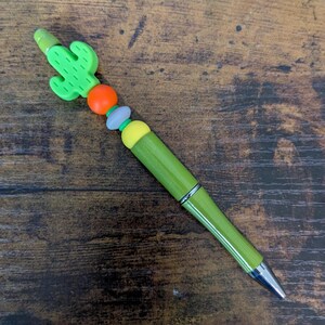 Cactus Desert Beaded Pen | Silicone Soft Bead Decorated Ink Pens | Unique Fun Gift Idea | Party Favor | Bead Pens | Fancy Custom Pens