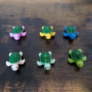 Mini Magnets - Colorful Turtles | Set of 6 | Baby Animal Magnets | Ocean Beach Magnet | Small Decorative Magnets for Fridge | Cute Gift Idea