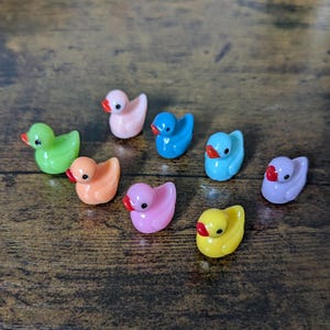 Mini Magnets - Multicolor Ducks | Set of 8 | Baby Duckling Magnets | Rubber Ducky Magnets | Small Decorative Magnets for Fridge | Gift Idea