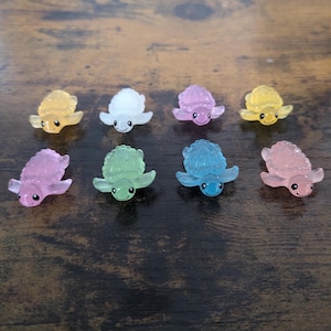 Mini Magnets - Glow in the Dark Colorful Turtles | Set of 8 | Baby Animal Magnets | Ocean Beach Magnet | Small Decorative Magnets for Fridge