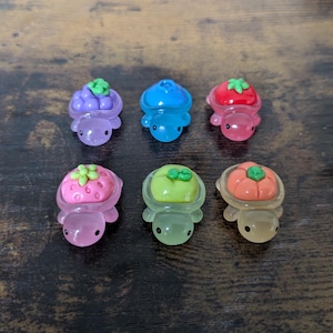 Mini Magnets - Glow Fruit Turtles | Set of 6 | Baby Ocean Animal Magnets | Farm Food | Small Decorative Magnet for Fridge | Cute Gift Idea