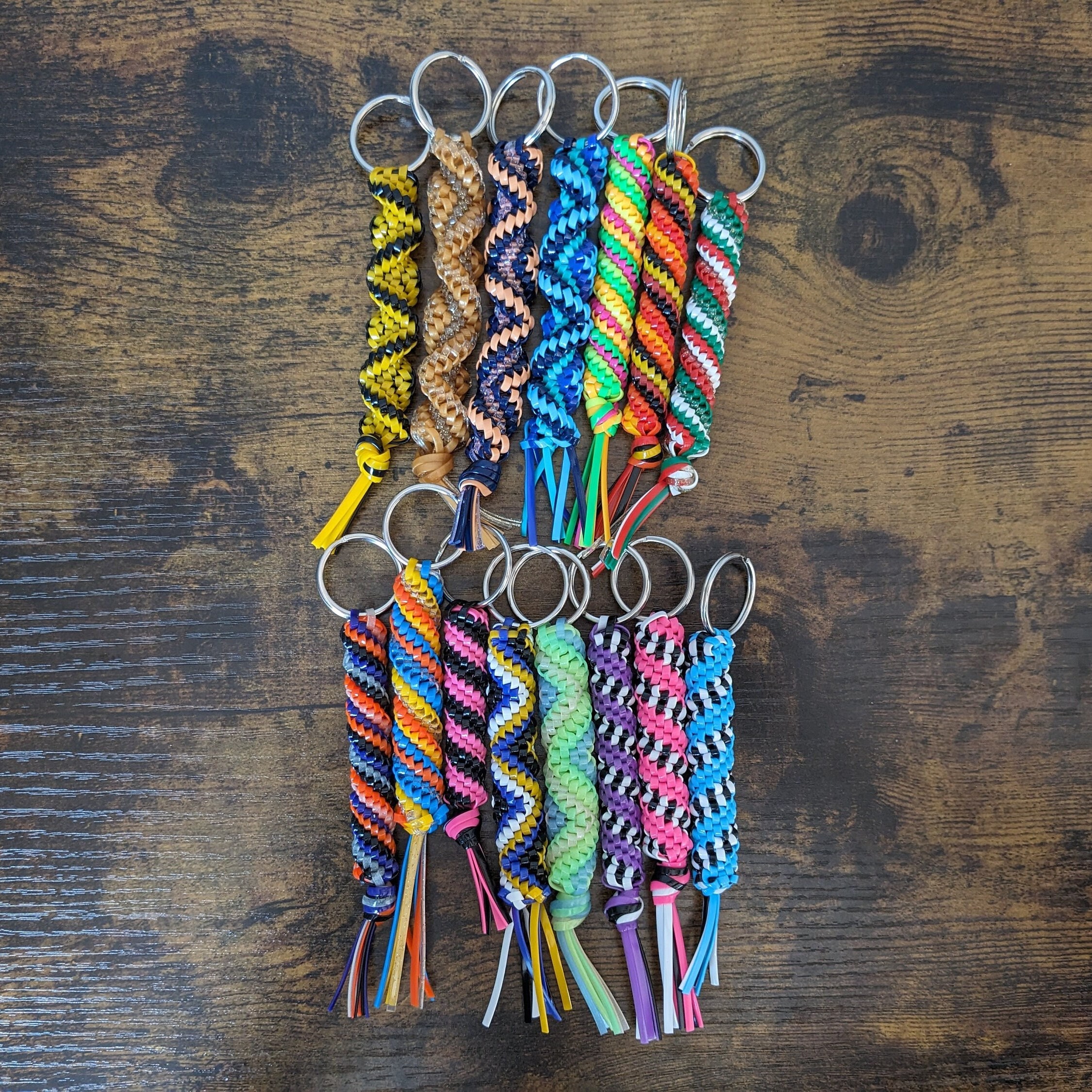 Made to Order Woven Keychain Rexlace Keychain Plastic Lace Keychain  Scoubidou Scoubi Colorful String Boondoggle Gimp Craft Lace Lanyard