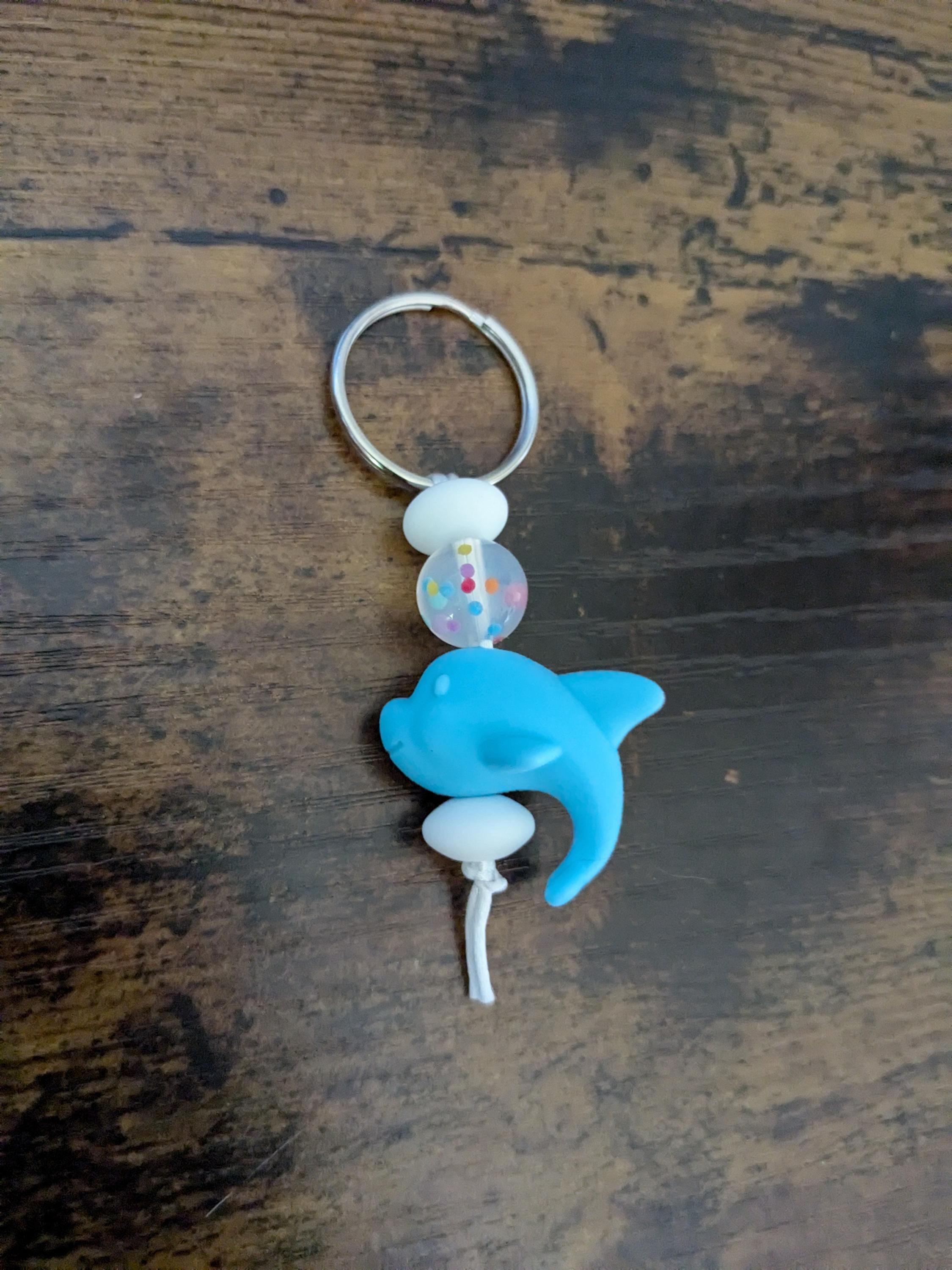 Weasel Key Chain Whale or Dolphin Silicone Bead Keychain | Cute Multicolor Soft Bead ...