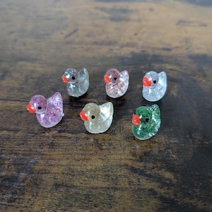 Mini Magnets - Glitter Ducks | Set of 6 | Baby Duckling Magnets | Rubber Ducky Magnets | Small Decorative Magnets for Fridge | Gift Idea