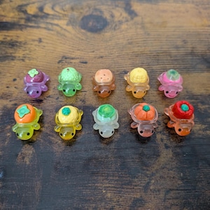 Mini Magnets - Glow Vegetable Turtles | Set of 10 | Baby Animal Magnets | Veggie Farm Food | Small Decorative Magnet for Fridge | Cute Gift