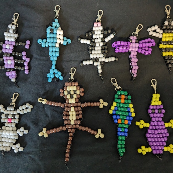 Various Bead Animal Keychains | Bead Pet | Pony Bead Keychain | Plastic Bead Keychain | Gift Idea | Stocking Stuffer Party Favor Idea