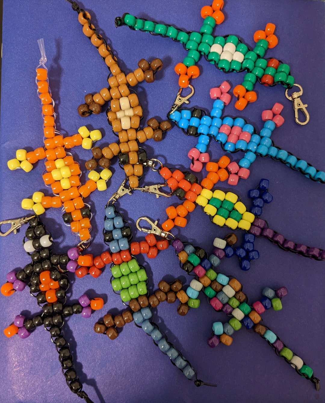 CUSTOM Beaded Lizard Keychain Gecko Keychain Pony Bead Lizard Keychain