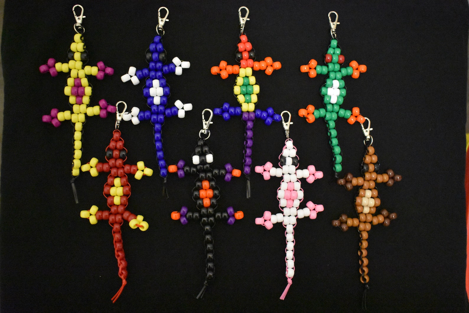 Beaded Lizard Keychain Gecko Keychain Pony Bead Lizard Etsy