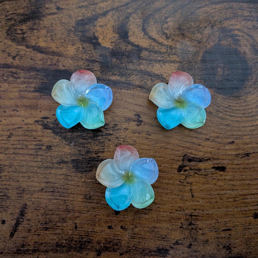Mini Magnets - Blue Rainbow Plumeria Flowers | Set of 3 | Unique ...