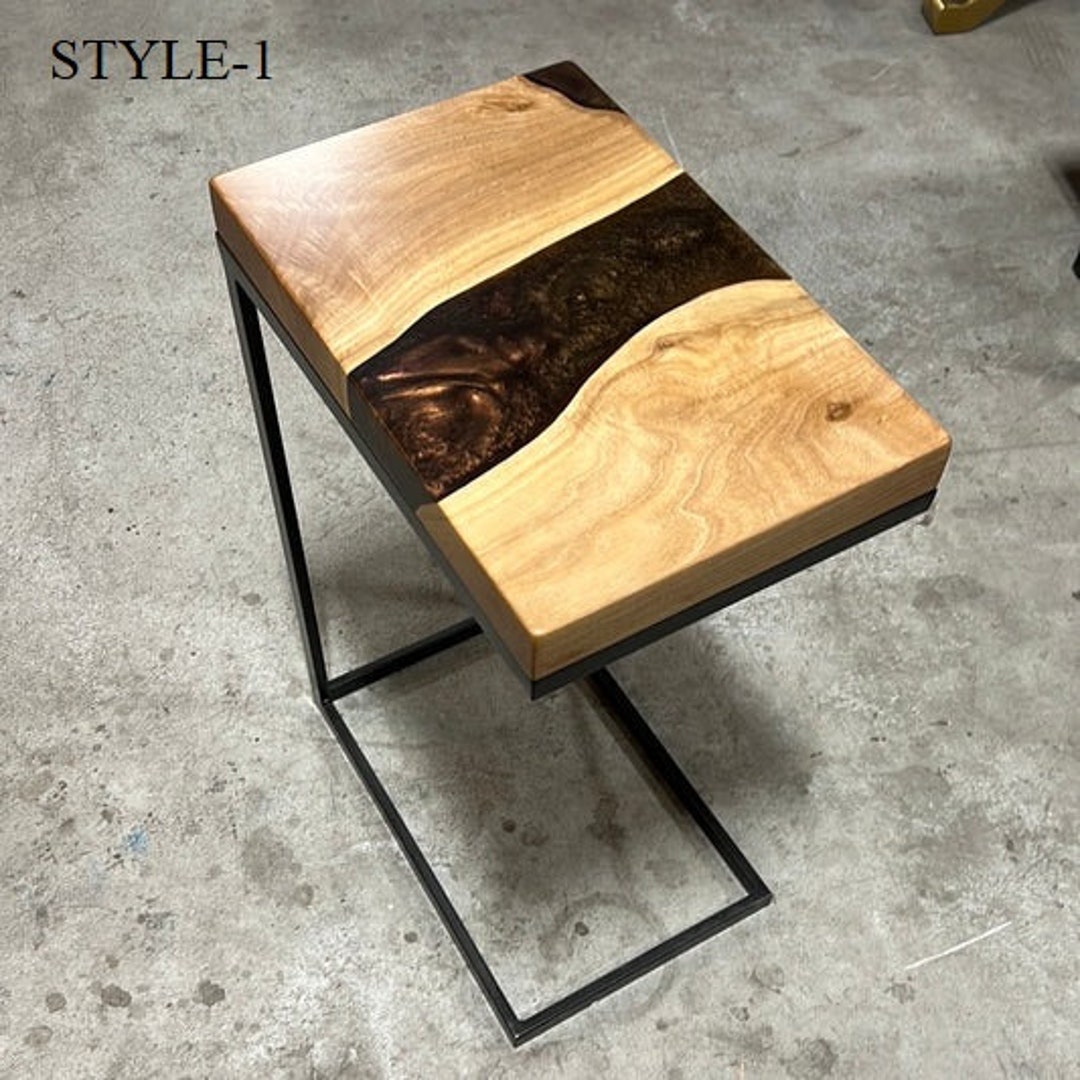 Epoxy C Table Epoxy Corner Table Side Table Walnut Wood Etsy
