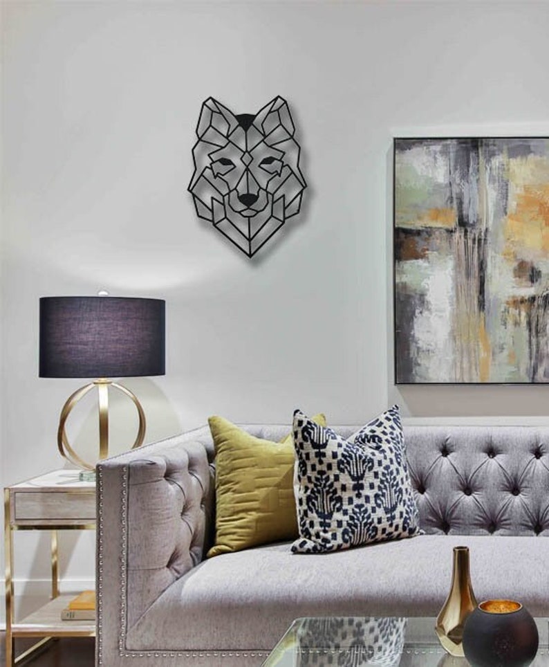 Metal Wolf Wall Art Decoration Laser Cut Etsy
