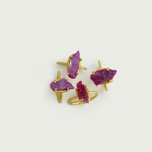 Ruby Ring / Handmade 18k Gold Vermeil Sterling Silver Raw Ruby Gemstone Adjustable Ring: Raw Ruby of Mars Ring