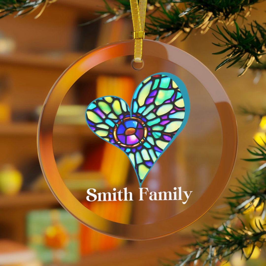 Heart Monogram Suncatcher Glass Stained Letter Gift for Family Group