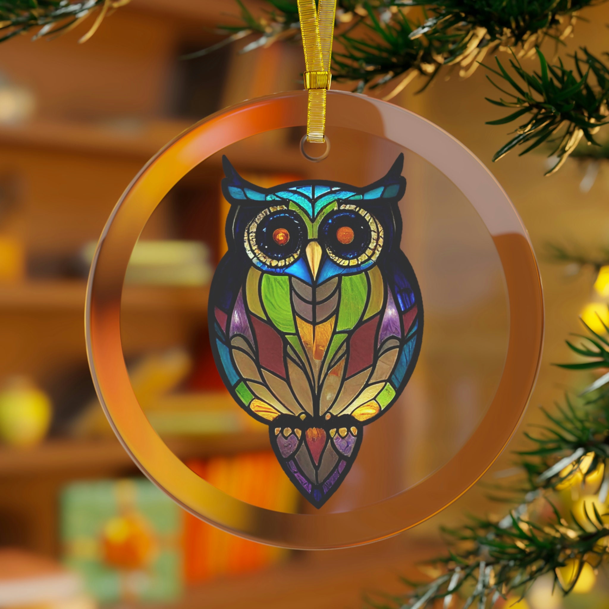 Owl Lover Gift Owl Glass Suncatcher Ornament Owl Gift for Mom Glass