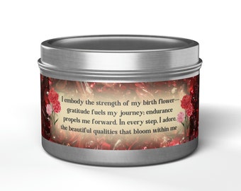January Birth Flower Tin Candles Birthstone Candle Gift Carnation Candle Gift for Daughter Birth Flower Birthday Gift for Girlfriend