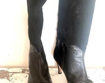 Vintage black   boots 80s suede leather size 9