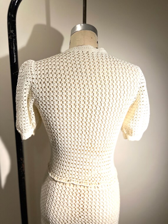 Vintage Dress hand made wedding xs small crochete… - image 6