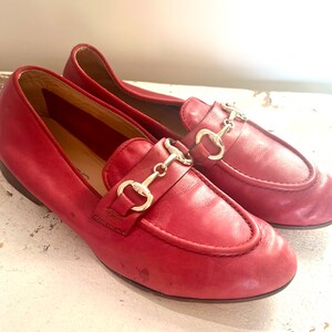 Vintage loafers red leather made in Italy 38 image 3