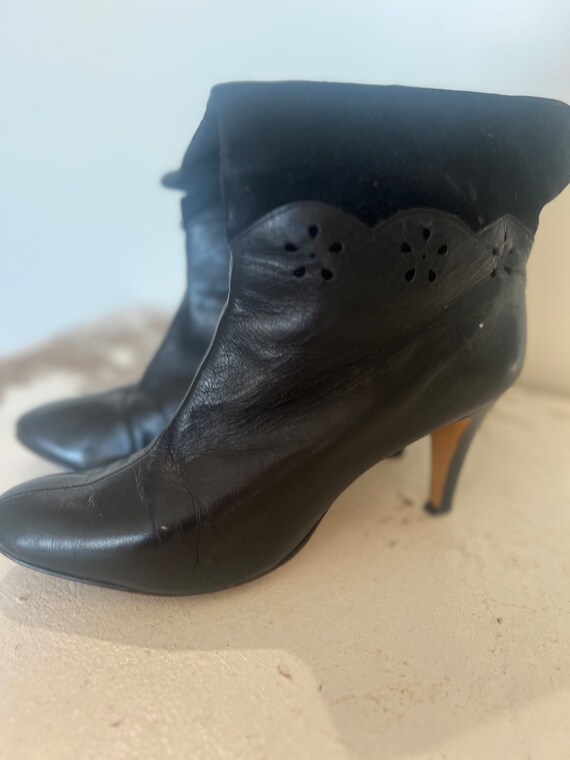 Vintage black   boots 80s suede leather size 9 - image 2