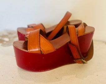 Vintage 70 inspired ISABEL MARANT platform leather sandals 39