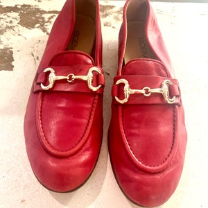 Vintage loafers red leather made in Italy 38 image 1