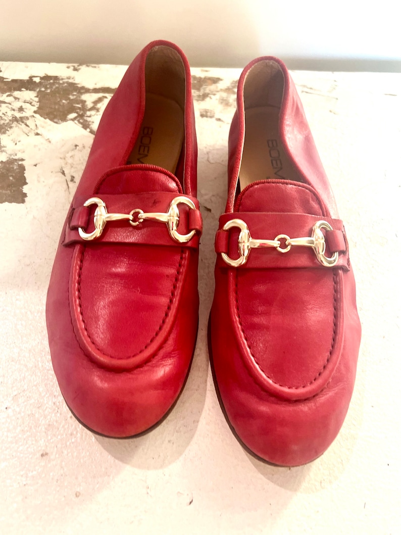 Vintage loafers red leather made in Italy 38 image 1