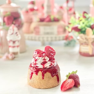Handmade Faux Strawberry Shortcake: Tiered Tray Decor
