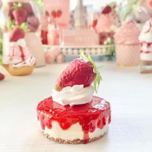 Handmade Faux Strawberry Cheesecake: Realistic Tiered Tray Decor