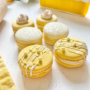Lemon Macarons Approx 1.75” Each - 6Ct | Faux Lemon | Faux Whip | Home Decor | Lemon Decor | Kitchen Decor | Faux Sweets | Fake Bake |