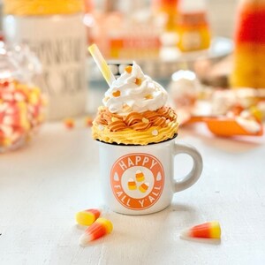 Candy Corn Faux Whip | Fall Decor | Farmhouse Decor | Tier Tray Decor | Home Decor | Fake Bake | Handmade | Candy Corn decor | Faux Drinks