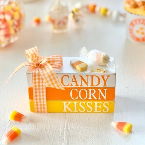 Candy Corn Book Stack | Fall Decor | Farmhouse Decor | Tier Tray Decor | Home Decor | Fake Bake | Handmade | Candy Corn decor