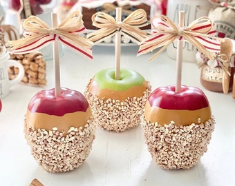 Handmade Caramel Apple Set (3 Ct): Farmhouse Tier Tray Decor