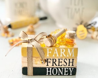 Bee Book Stack | Honey Bee | Farm Fresh | Home Decor