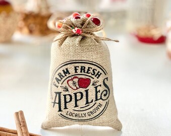 Fall Apple Burlap Bag
