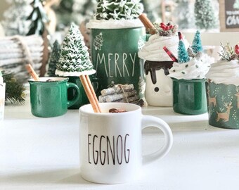 Miniature Rae Dunn Inspired Eggnog Mug: Christmas Tier Tray Decor