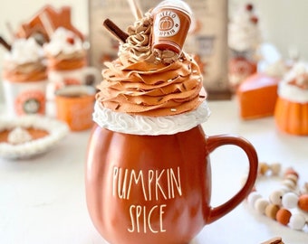 Pumpkin Spice Latte Faux Whip Mug Topper – Fall Tiered Tray Decor
